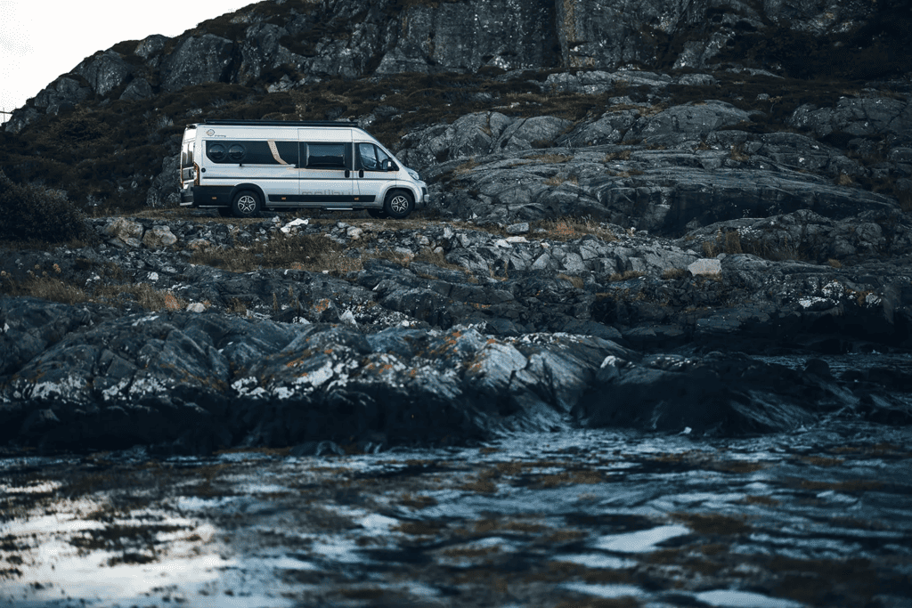 A campervan Scotland near a lake